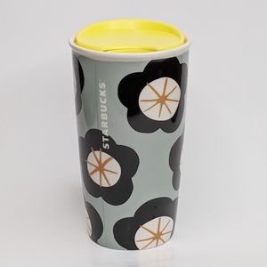 STARBUCKS Minty Green & Black Floral Tumbler